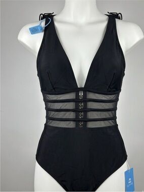 Cupshe Black Feel the Tummy
Contouring One-Piece
Swimsuit NWT Size S
